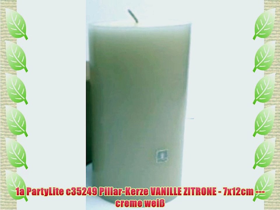 1a PartyLite c35249 Pillar-Kerze VANILLE ZITRONE - 7x12cm --- creme wei?