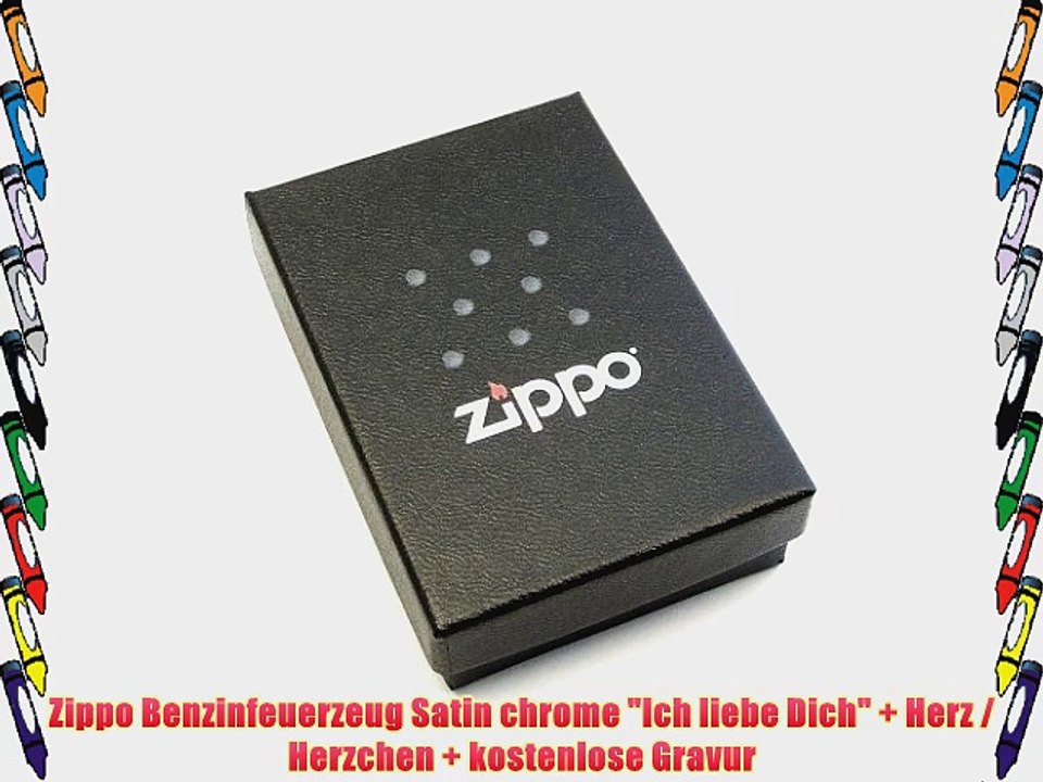 Zippo Benzinfeuerzeug Satin chrome Ich liebe Dich   Herz / Herzchen   kostenlose Gravur