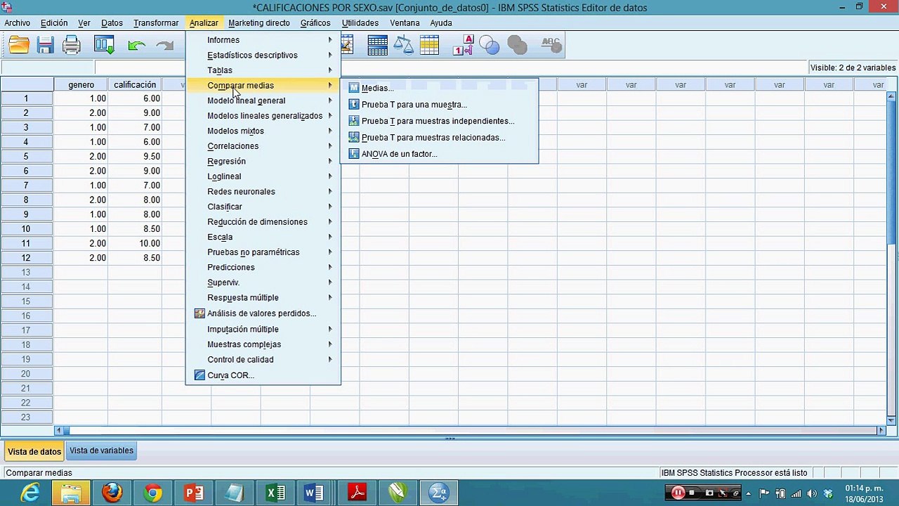 Prueba de Hipótesis de Diferencia de Medias con SPSS