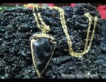 wholesale black obsidian Electroplated arrowhead pendants