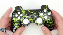 PS3 - Black w/ Pearl Green Splatter - Custom Controller - Controller Chaos