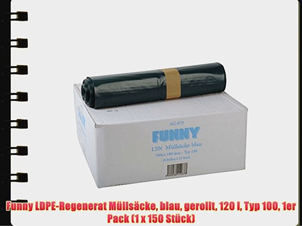 Funny LDPE-Regenerat M?lls?cke blau gerollt 120 l Typ 100 1er Pack (1 x 150 St?ck)