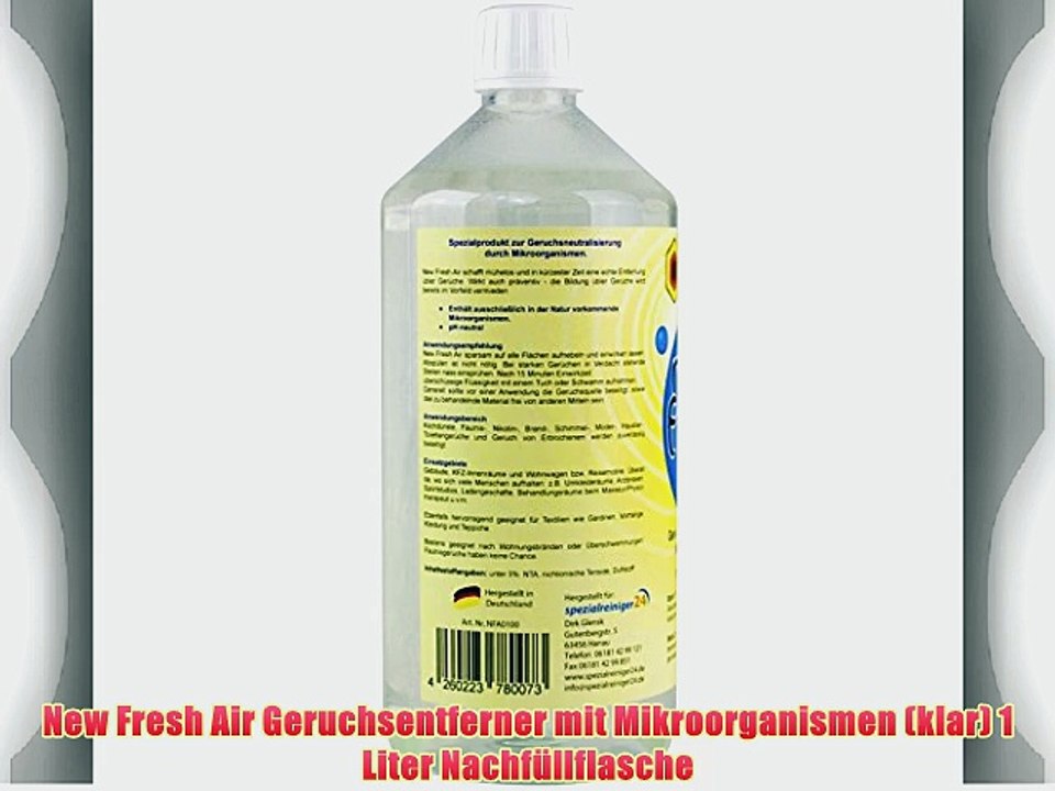 New Fresh Air Geruchsentferner mit Mikroorganismen (klar) 1 Liter Nachf?llflasche
