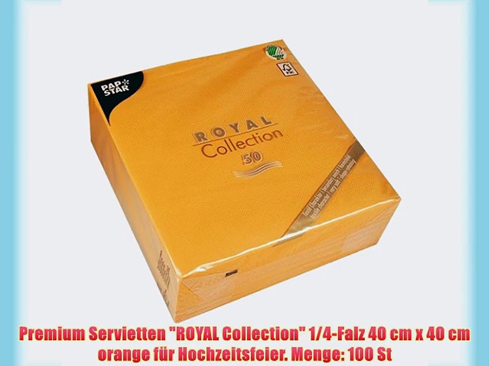 Premium Servietten ROYAL Collection 1/4-Falz 40 cm x 40 cm orange f?r Hochzeitsfeier. Menge: