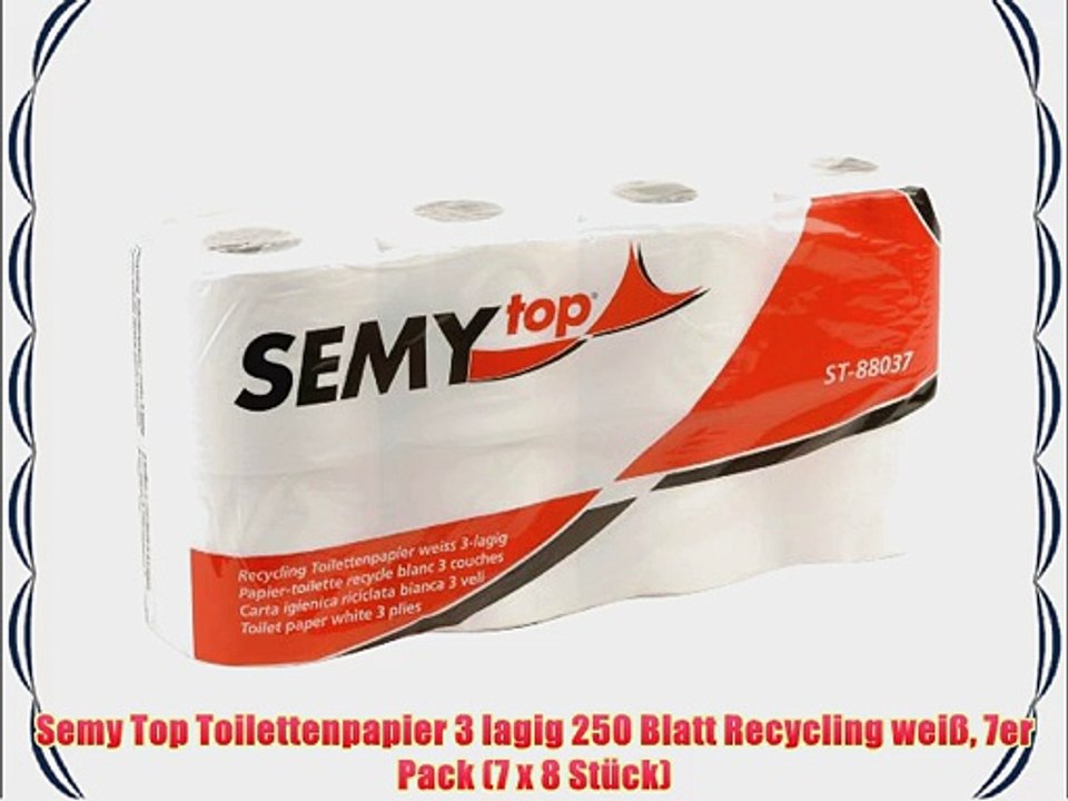 Semy Top Toilettenpapier 3 lagig 250 Blatt Recycling wei? 7er Pack (7 x 8 St?ck)