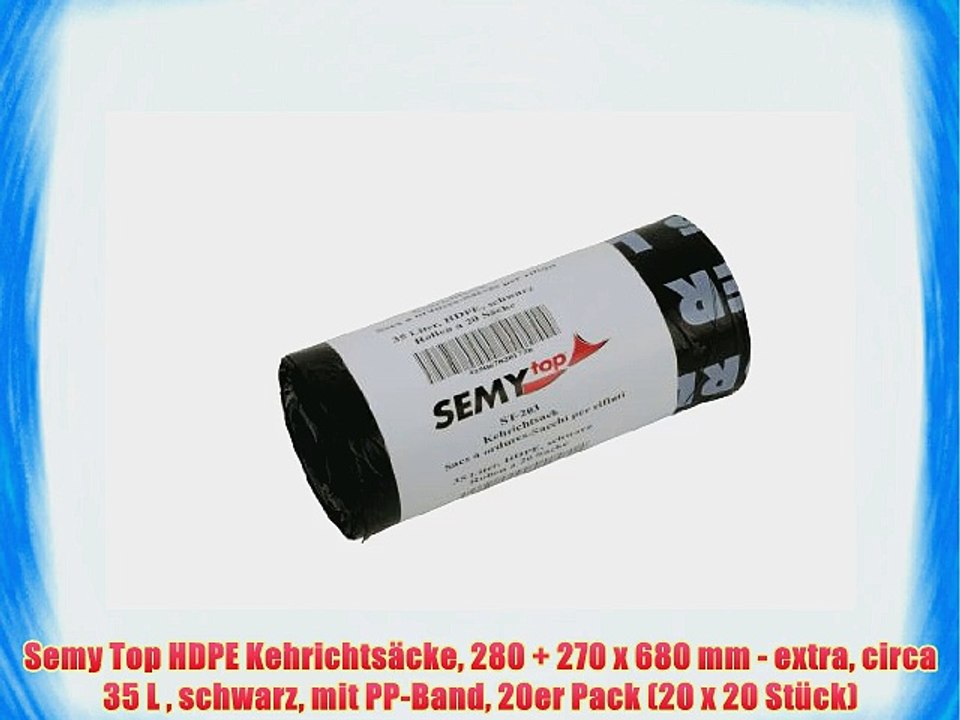 Semy Top HDPE Kehrichts?cke 280   270 x 680 mm - extra circa 35 L  schwarz mit PP-Band 20er