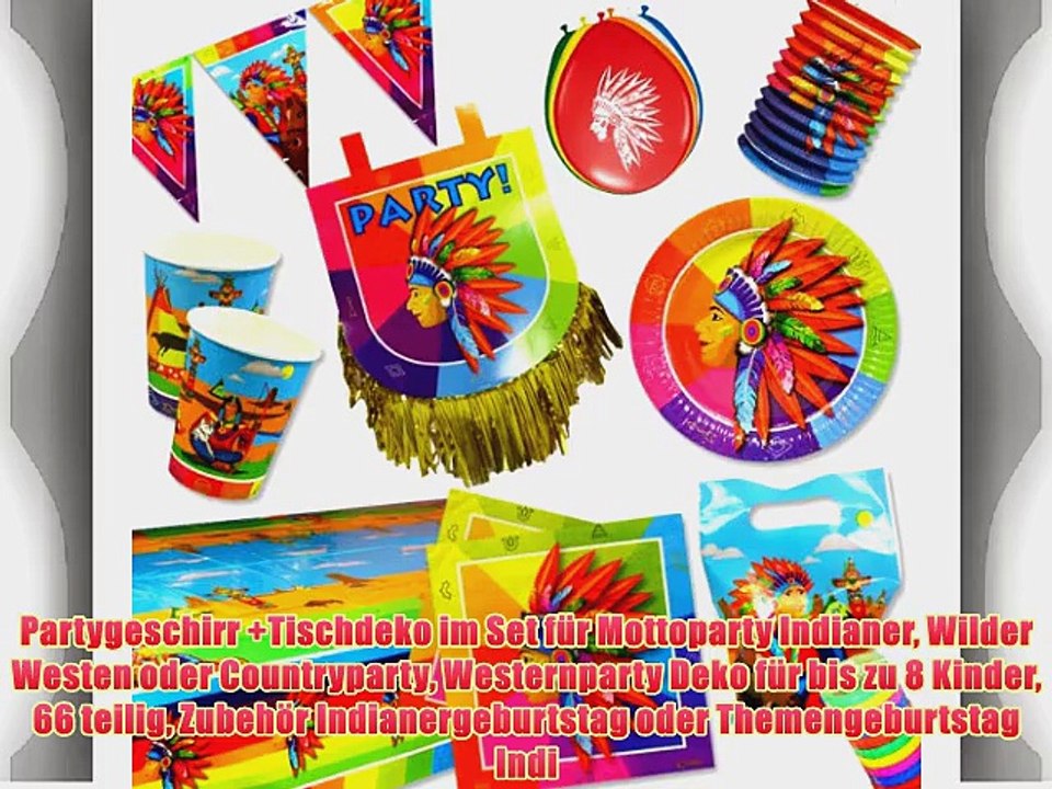 Partygeschirr  Tischdeko im Set f?r Mottoparty Indianer Wilder Westen oder Countryparty Westernparty