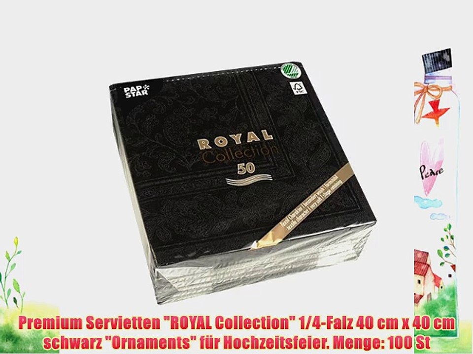 Premium Servietten ROYAL Collection 1/4-Falz 40 cm x 40 cm schwarz Ornaments f?r Hochzeitsfeier.