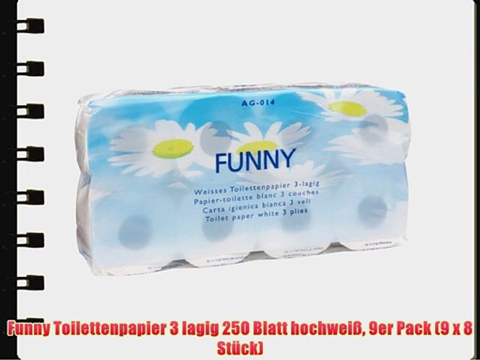 Funny Toilettenpapier 3 lagig 250 Blatt hochwei? 9er Pack (9 x 8 St?ck)
