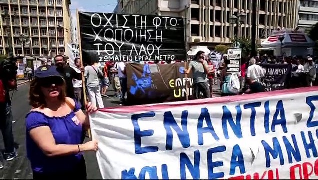 Greek leftists of Antarsya protest against new loan bail-out agreement