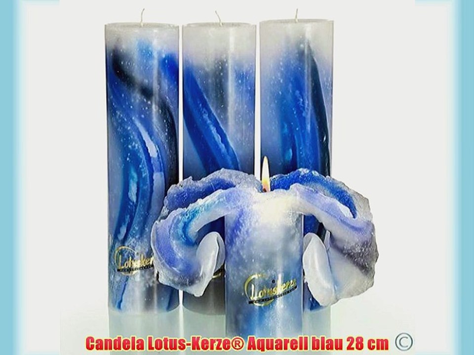 Candela Lotus-Kerze? Aquarell blau 28 cm