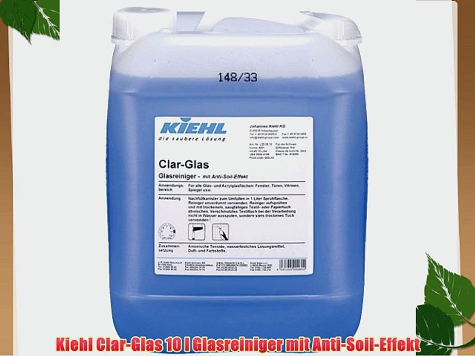 Kiehl Clar-Glas 10 l Glasreiniger mit Anti-Soil-Effekt