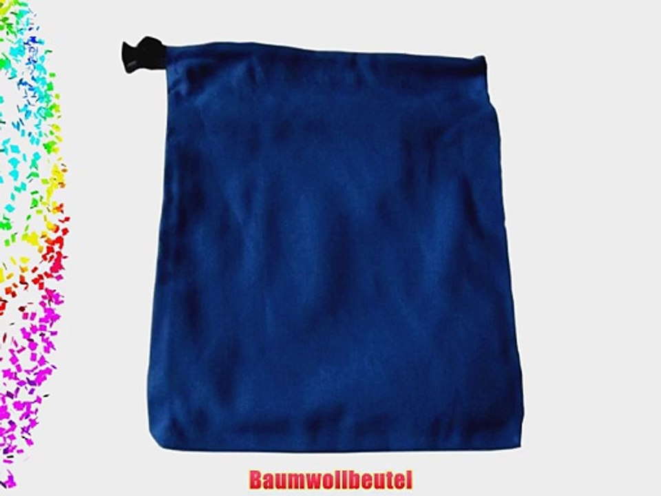 10 Baumwollbeutel mit Kordelzug 16x18 cm blau   1 Glasbeutel