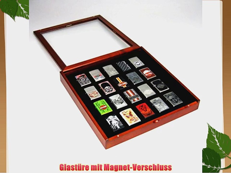 Sammler-Vitrine f?r 20 Zippo Feuerzeuge rotbraunes Holz