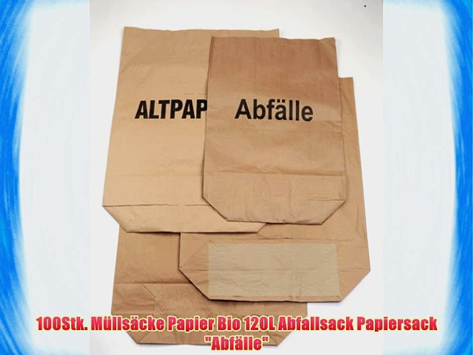100Stk. M?lls?cke Papier Bio 120L Abfallsack Papiersack Abf?lle