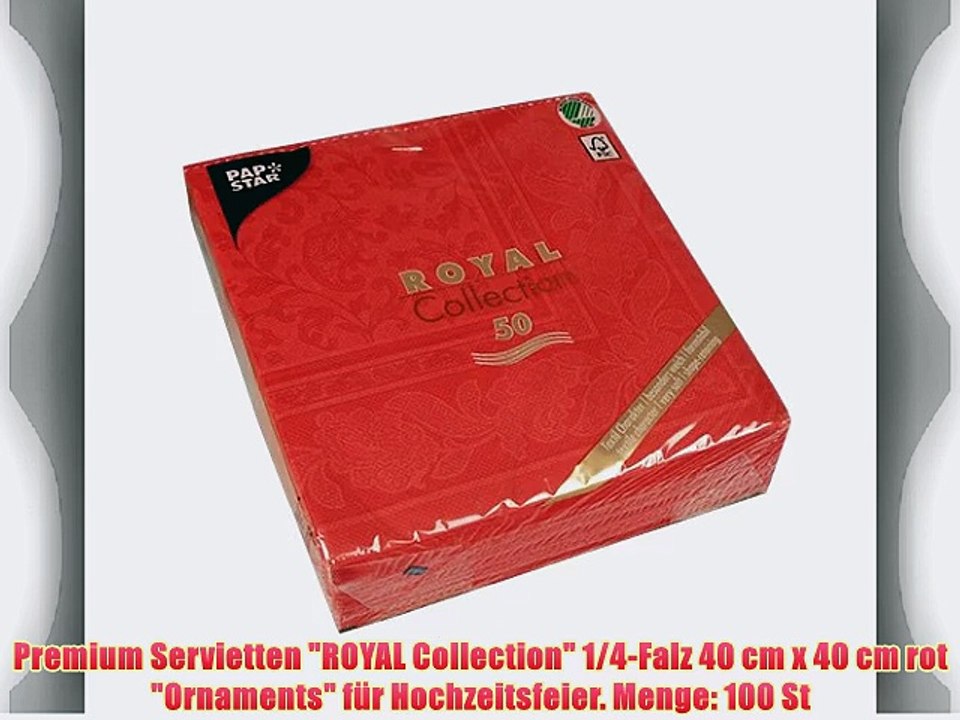 Premium Servietten ROYAL Collection 1/4-Falz 40 cm x 40 cm rot Ornaments f?r Hochzeitsfeier.