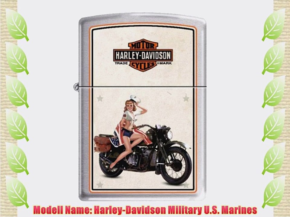 Zippo Feuerzeug Harley Davidson Military U.S. Marines Pin Up Brushed Chrome