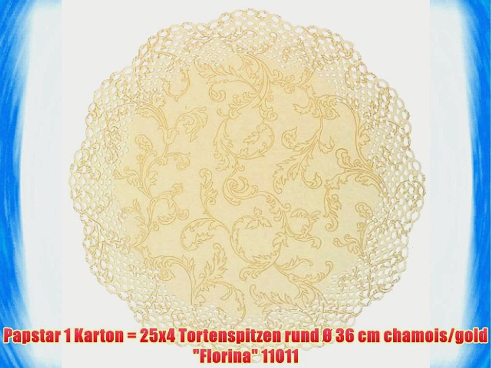 Papstar 1 Karton = 25x4 Tortenspitzen rund ? 36 cm chamois/gold Florina 11011