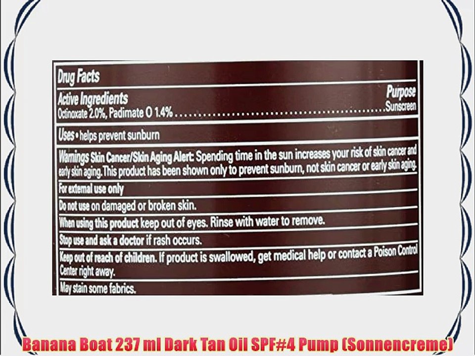 Banana Boat 237 ml Dark Tan Oil SPF#4 Pump (Sonnencreme)