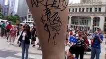 Giant Marilyn Monroe Statue Vandalized - Graffiti Tag Tattoo