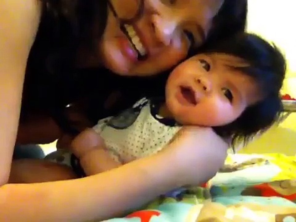 April 16/hugs kisses from mommy and laughing