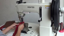 Máquina de columna para coser cuero de dos agujas con triple arrastre para hilo grueso