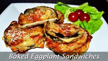 Baked Eggplant Sandwiches - Easy Stuffed Eggplant with Chicken & Cheese Recipe
