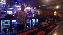 Danish bartender being tazed while serving drinks