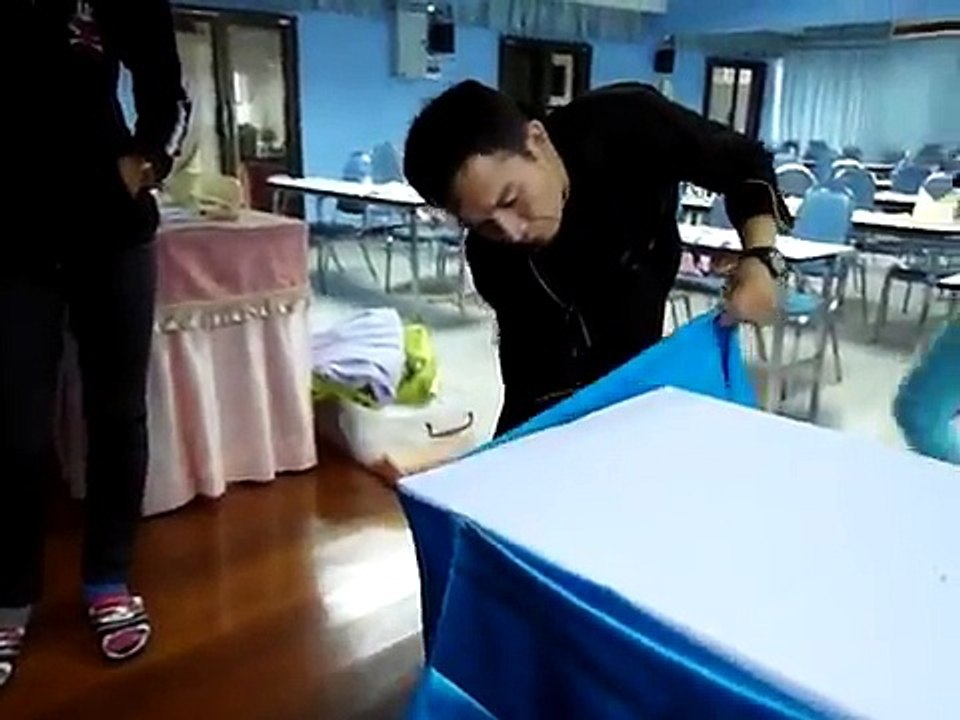 Making table skirt basic twist style, การทำ skirt แบบเกลียวอย่างง่าย
