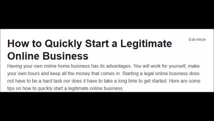 How to Quickly Start a Legitimate Online Business