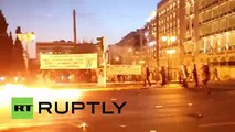 Greece: Molotov cocktails fly, clashes erupt in Athens 15.7.2015