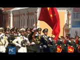 Chinese honor guards march in Victory Day Parade in Moscow 中国人民解放军三军仪仗队亮相红场阅兵式