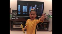 Five-year-old boy copy kung fu master Bruce Lee's nunchuck moves from his final film