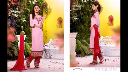 Cambric Top & Printed Rayon Bottom Salwar Suits