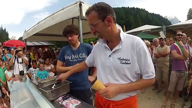 Most ice cream scoops balanced on a cone 'Guinness World Record' By Dimitri Panciera