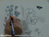 Painting a Botanical Scene: Using watercolor pencils over pen & ink