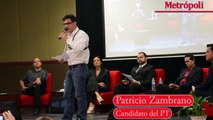 Patricio Zambrano exhibe a Enrique Barrios en el debate en la Prepa Tec de Monterrey