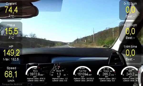 Renault Laguna coupe 3.0 dci Racechip pro 0-100 km/h acceleration