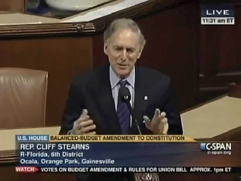Stearns Speaks on House Floor in Support of Balanced Budget Amendment
