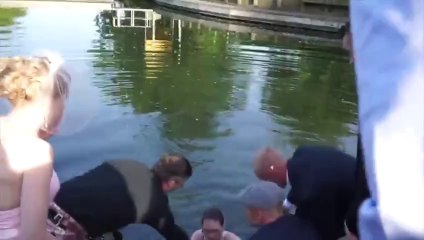 When the wedding photographer falls down in the water!