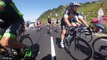 A GoPro camera filming Tour de France cycling at 100km/h in little mountain roads