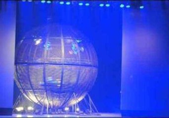 Performing Motorcyclists Spin in Huge Metal Ball