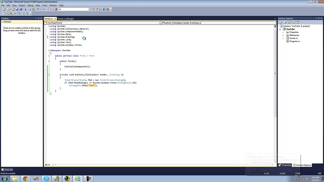 C# Beginners Tutorial - 56 - FolderBrowserDialog
