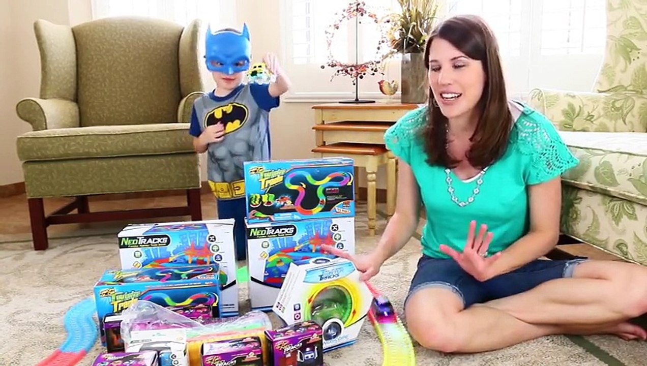 MEGA CARS TRACK! Neo Tracks Police Cars & Fire Trucks Toys with DisneyCarToys & Little Batman