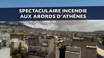 Spectaculaire incendie aux abords d'Athènes