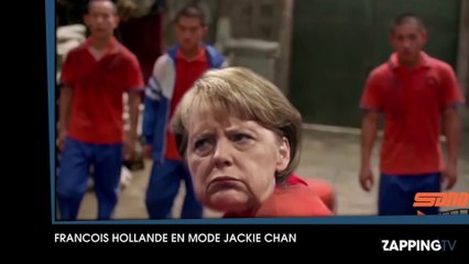 François Hollande se prend pour "Jackie Chan" et donne une leçon de karaté à Angela Merkel