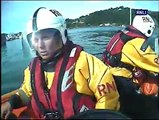 Dart RNLI lifeboat crew help boat on fire