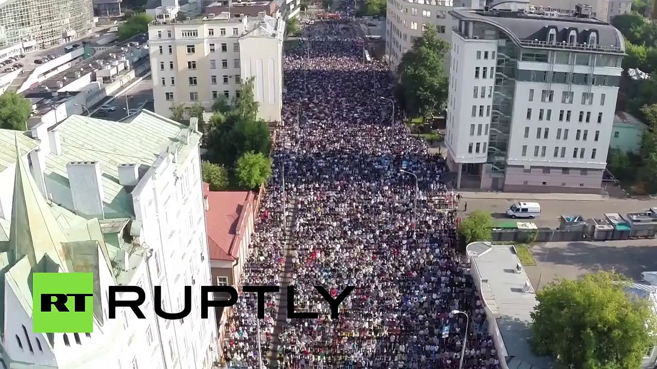 Eid prayer in Russia shown by Drone footage.