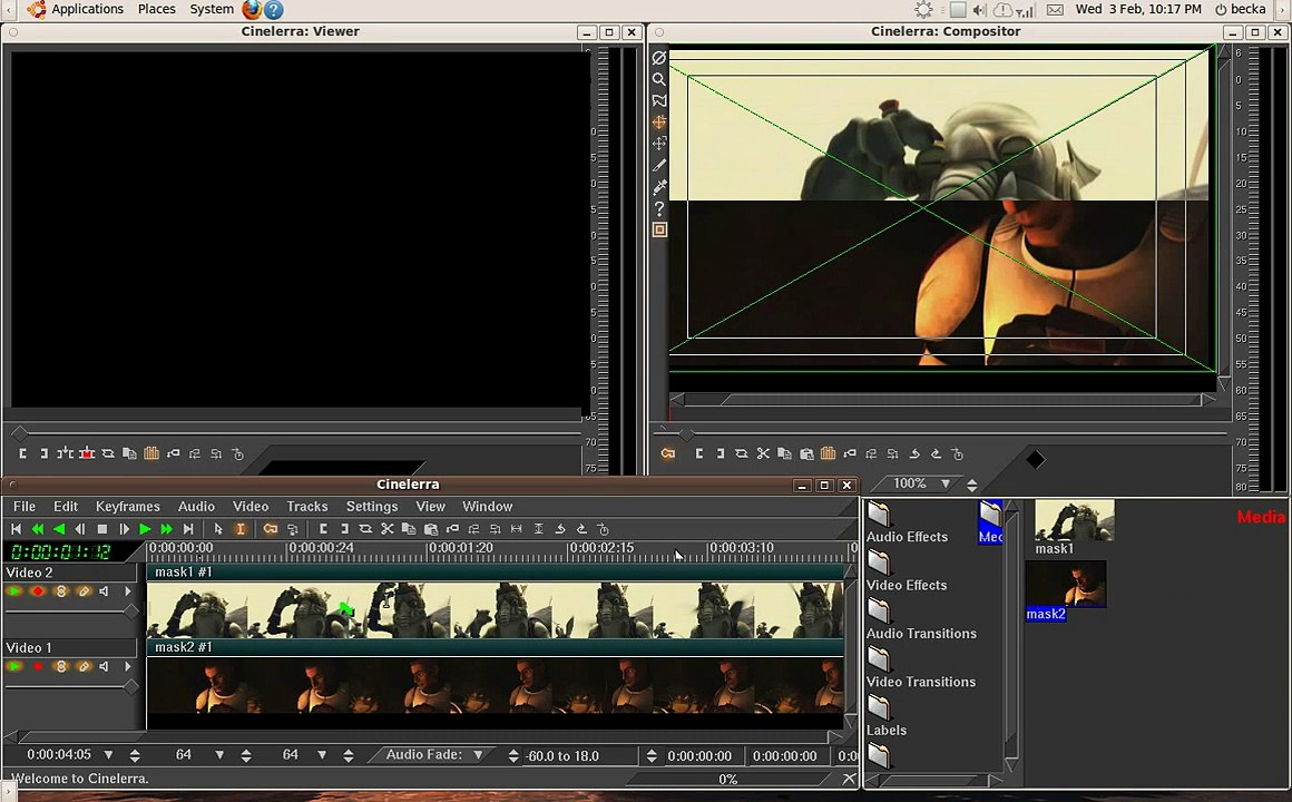 Cinelerra Tutorial: Moving Split Screen (using Masks)