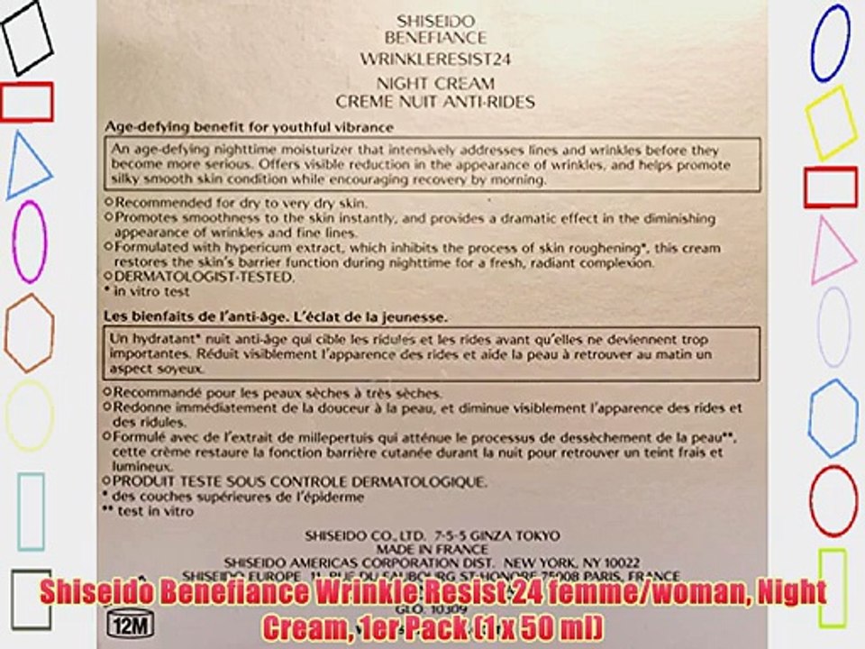 Shiseido Benefiance Wrinkle Resist 24 femme/woman Night Cream 1er Pack (1 x 50 ml)